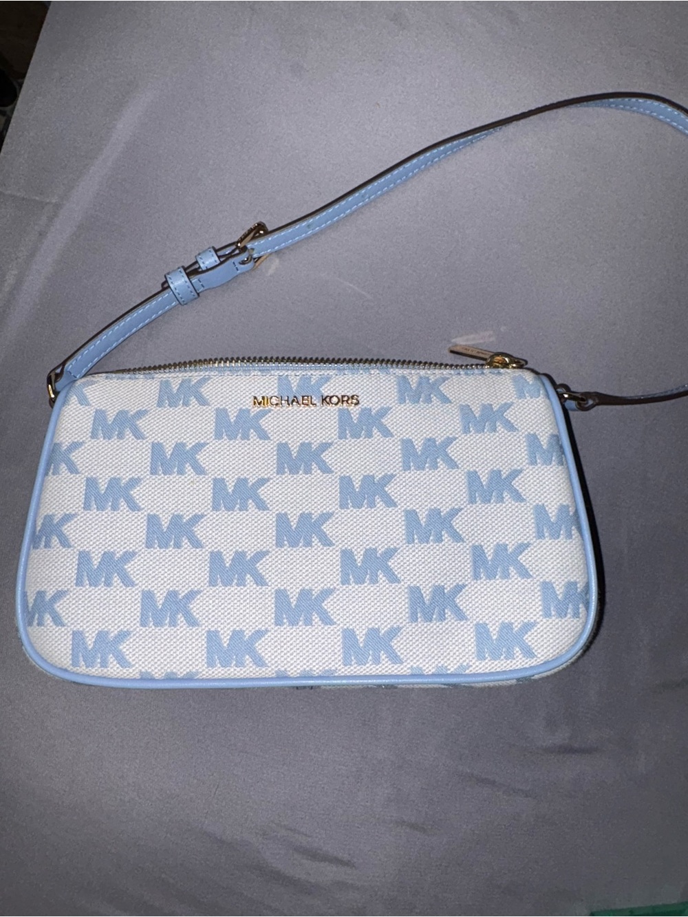 Michael Kors Pale Blue and White Crossbody